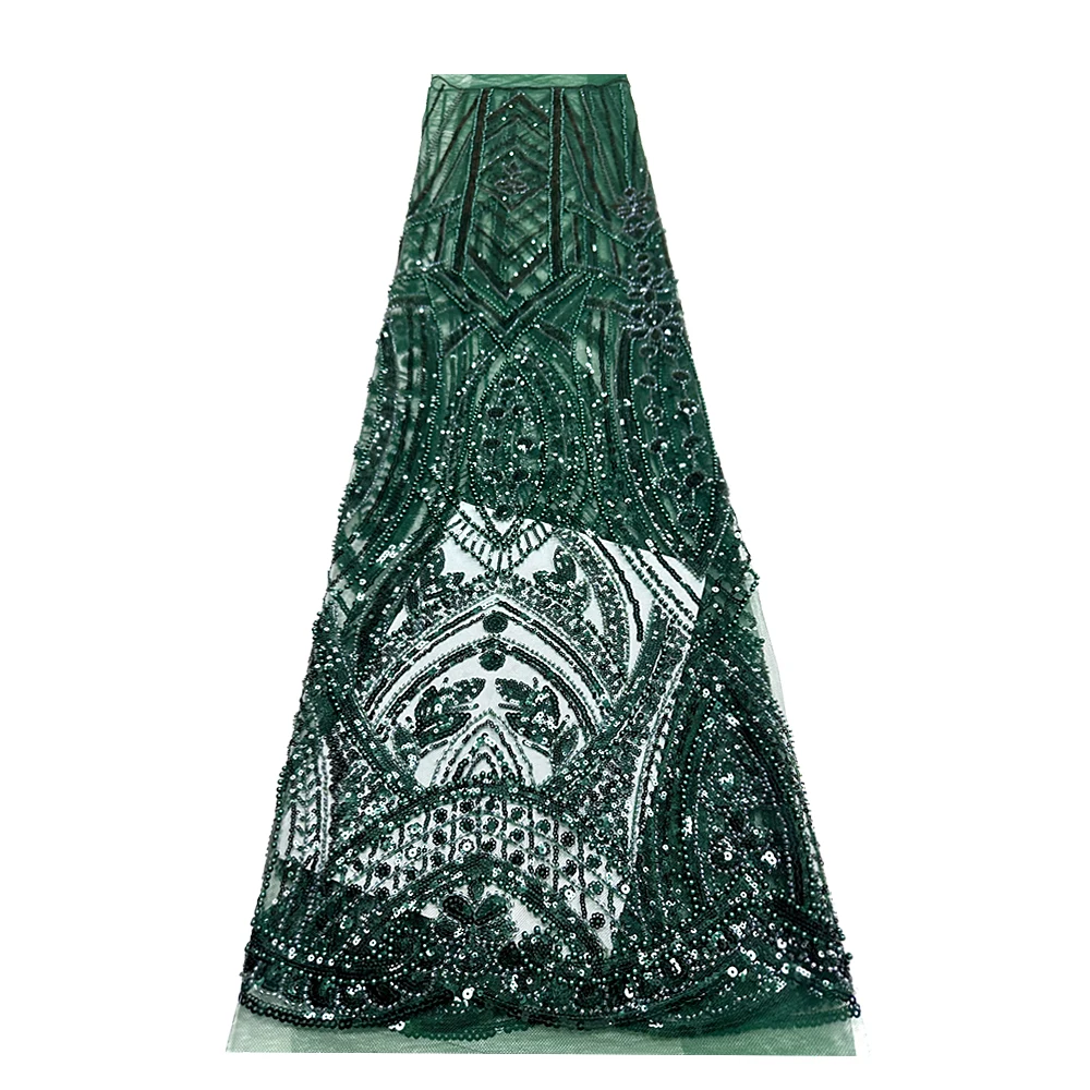 Tessuto di pizzo africano con paillettes Tessuto di perline di maglia con perline fatto a mano 2025 Abito da sposa ricamato francese nigeriano Abito da torta