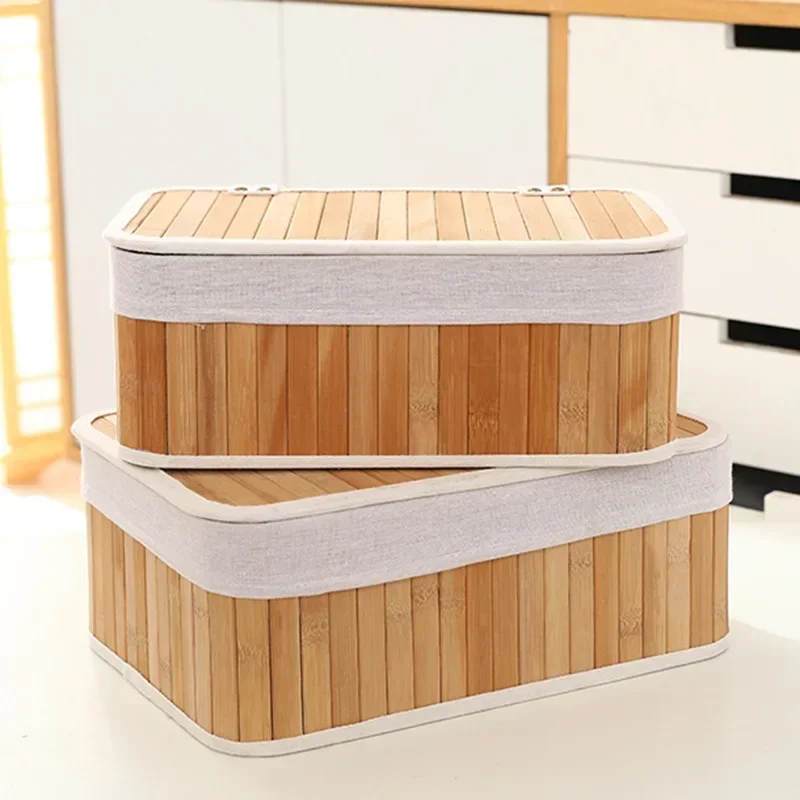 

Корзина для хранения в деревенском стиле, бамбуковая корзина ручной работы для стирки и организации дома, складной настольный органайзер, коробка для гостиной