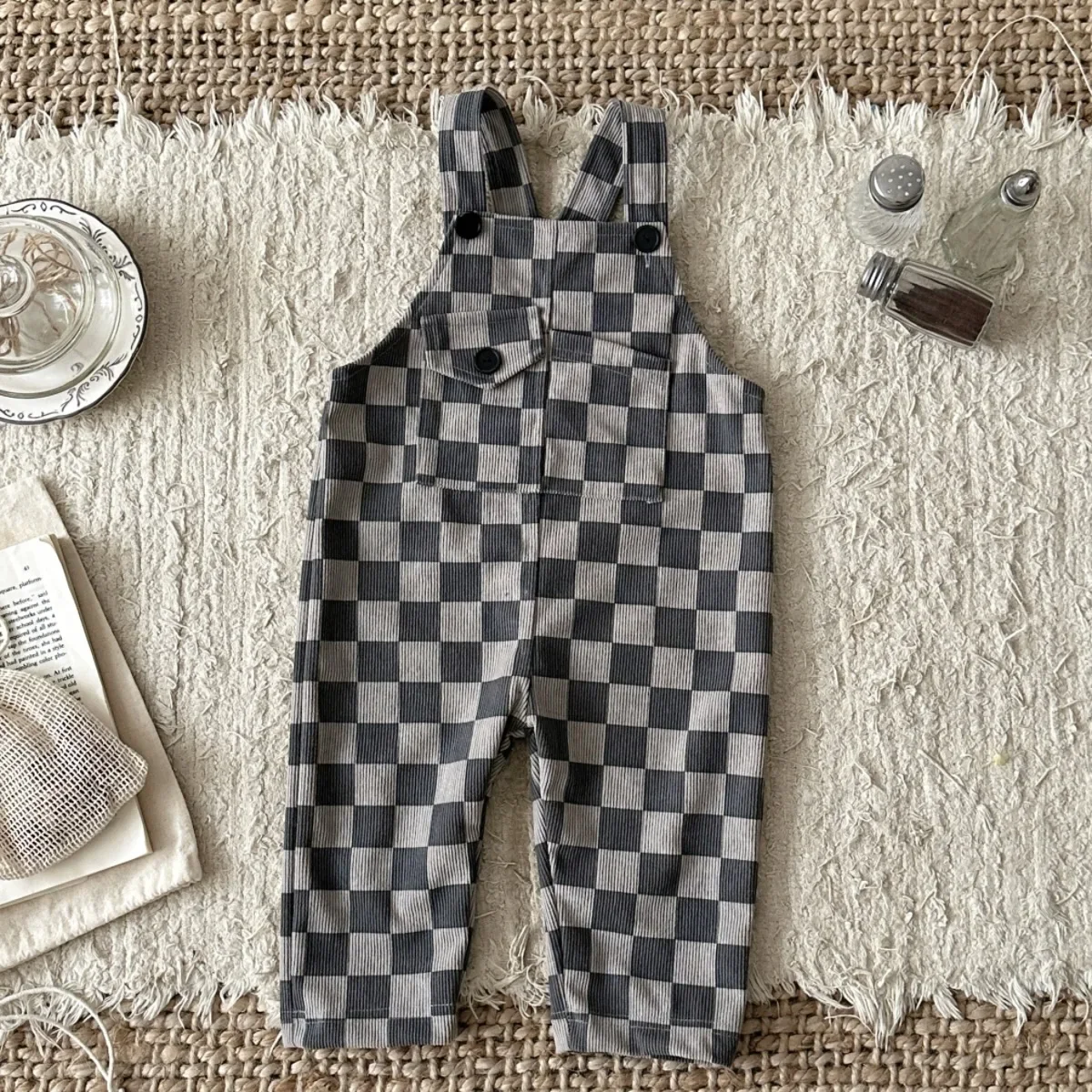 Summer New Casual Style Infant Baby Overall Rompers Grid Nebworn Baby Boys Girls Overalls Suitable for 0-3 Years Old