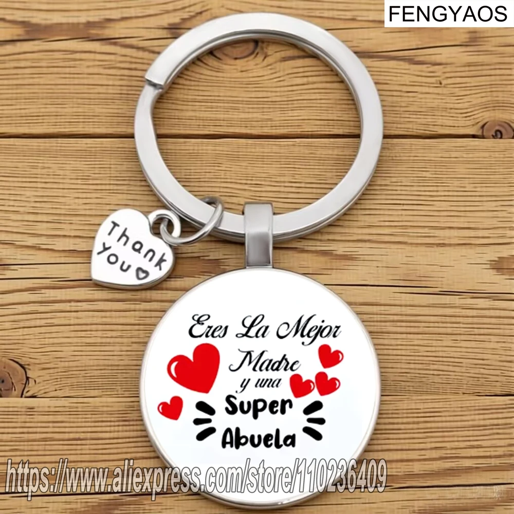 Spanish Best Grandma in The World Keychain Gifts for Mother's Day Keyring Birthday Gift for Grandma