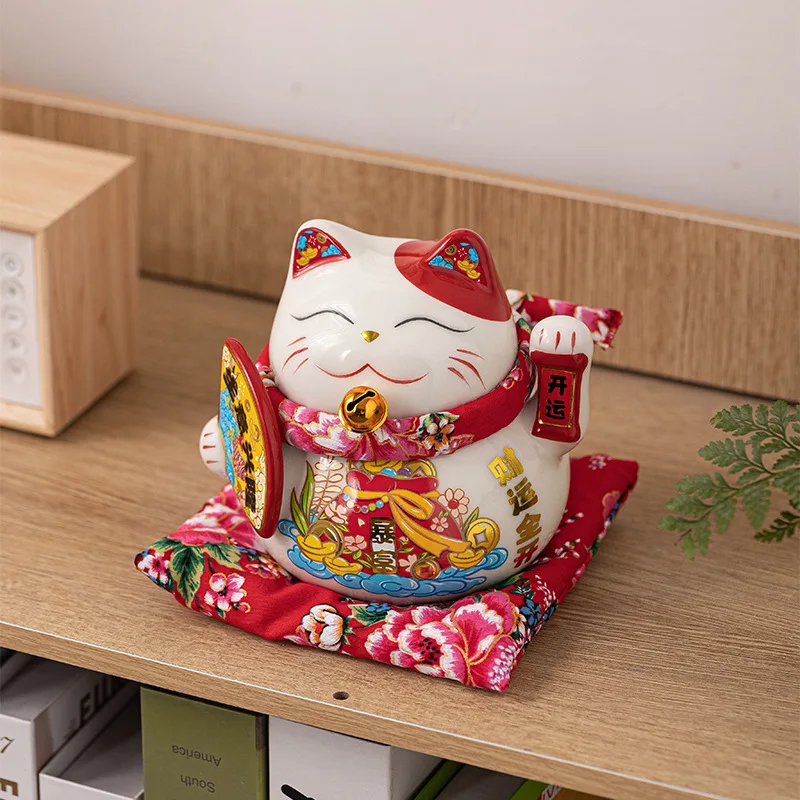 

6 Inch Lucky Cat Creative Ceramic Home Decoration Small Lucky Cat Piggy Bank Piggy Bank Car Decoration Desk Feng Shui