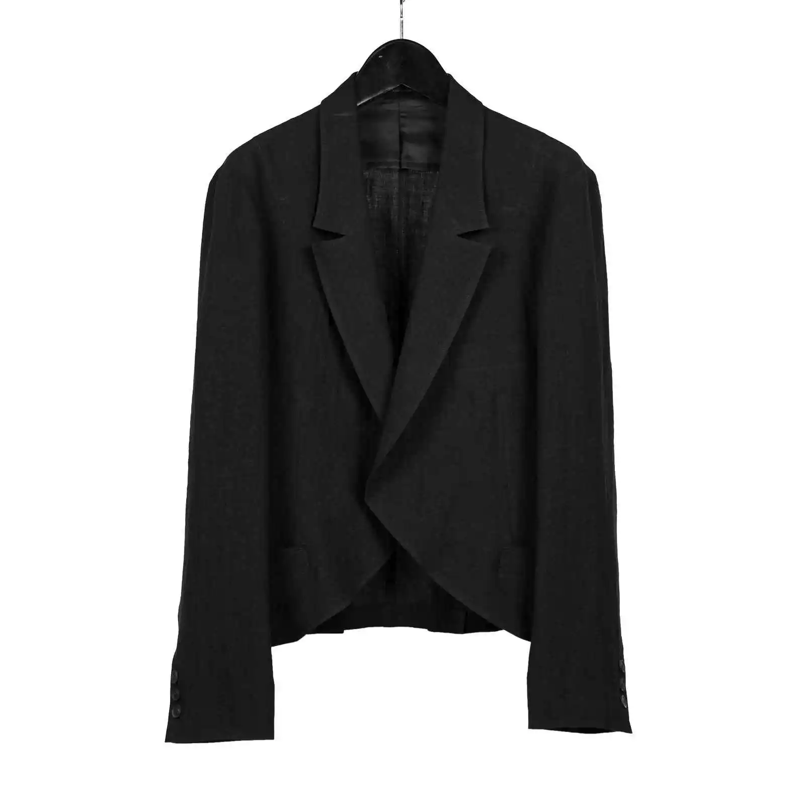 

TOP-YAMOTO японский оригинальный дизайн темно-нишевый льняной короткий пиджак для мужчин, свободный и повседневный