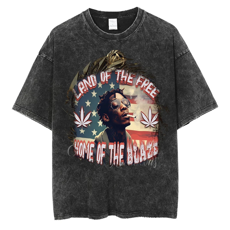 

Футболка Wiz Khalifa с графическим рисунком для мужчин и женщин, уличная одежда в американском стиле Хай-стрит, хлопковая Винтажная Футболка оверсайз с коротким рукавом, в стиле хип-хоп