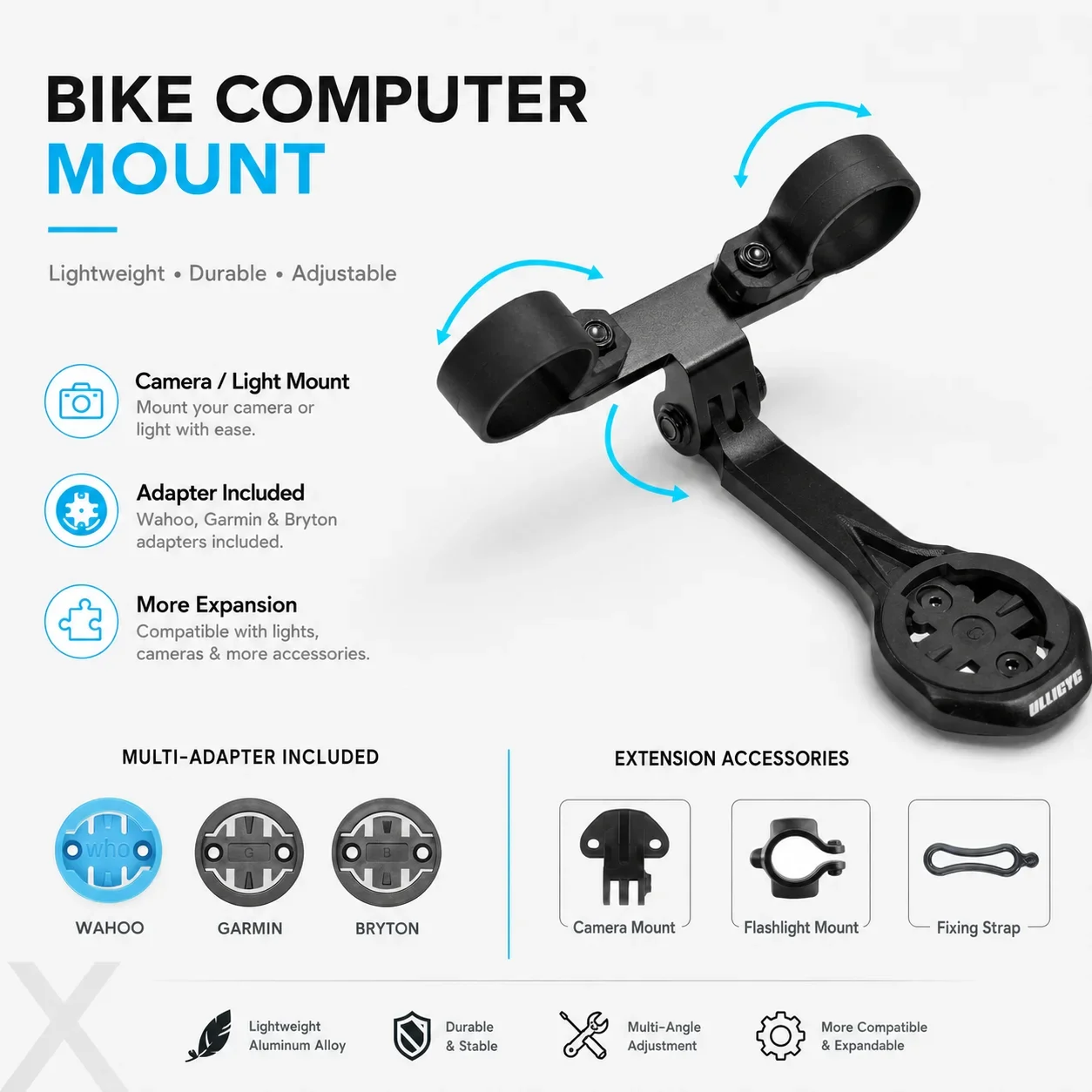 ULLICYC Aluminum Bike Computer Mount 52g for Vision TFE Metron Pro TT Handlebar Garmin Wahoo Bryton GoPro