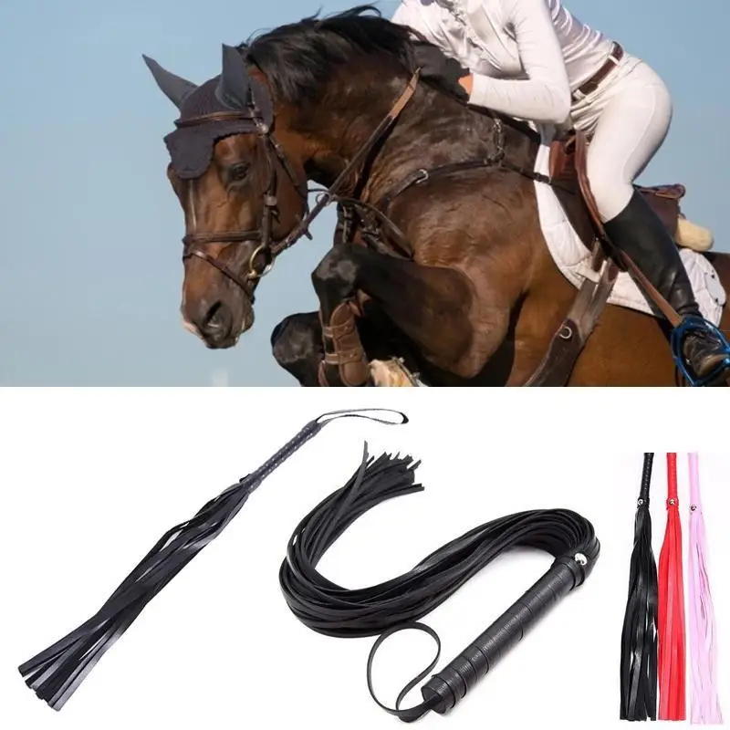 Outdoor Non Slip PU Leather Braided Horse Racing Whip Equestrian Riding Crops