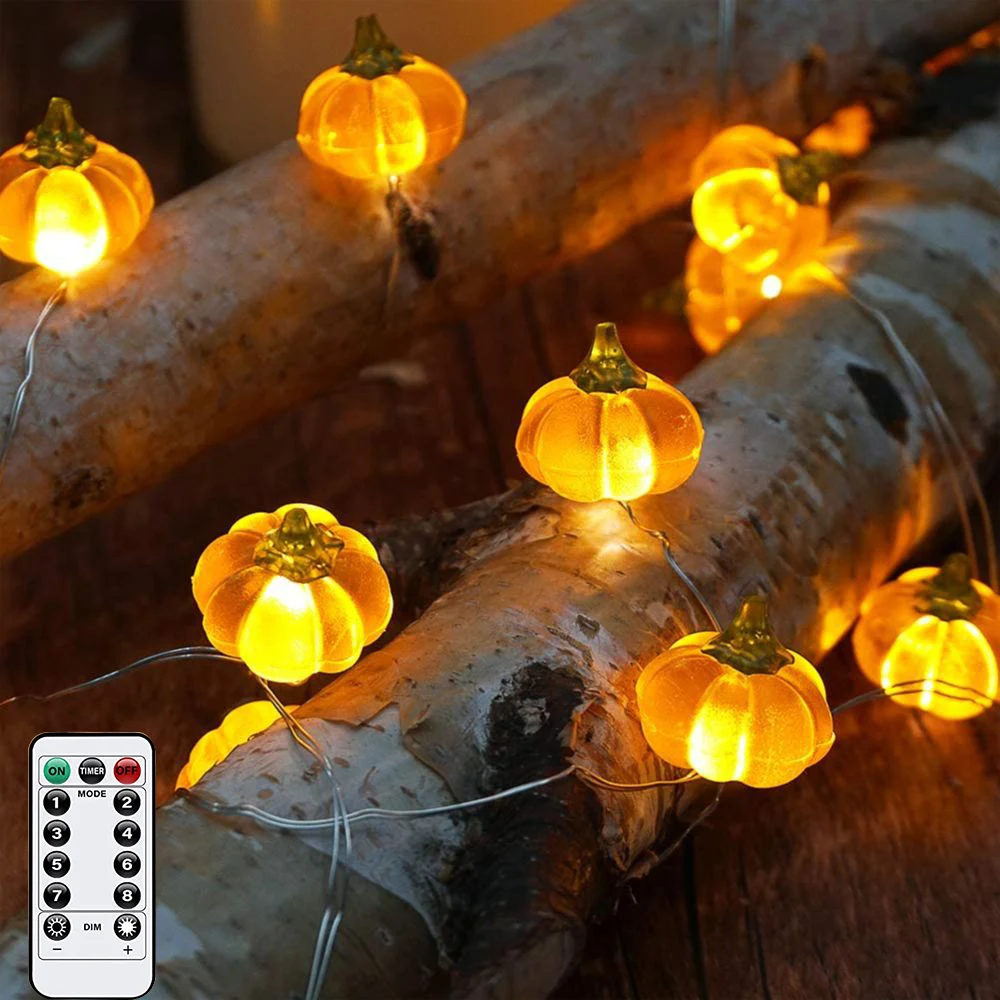 Halloween 3D Pumpkin Lights 3M 30LEDs Pumpkin String Lights Battery Powered Fall Lights Harvest Thanksgiving Halloween Home