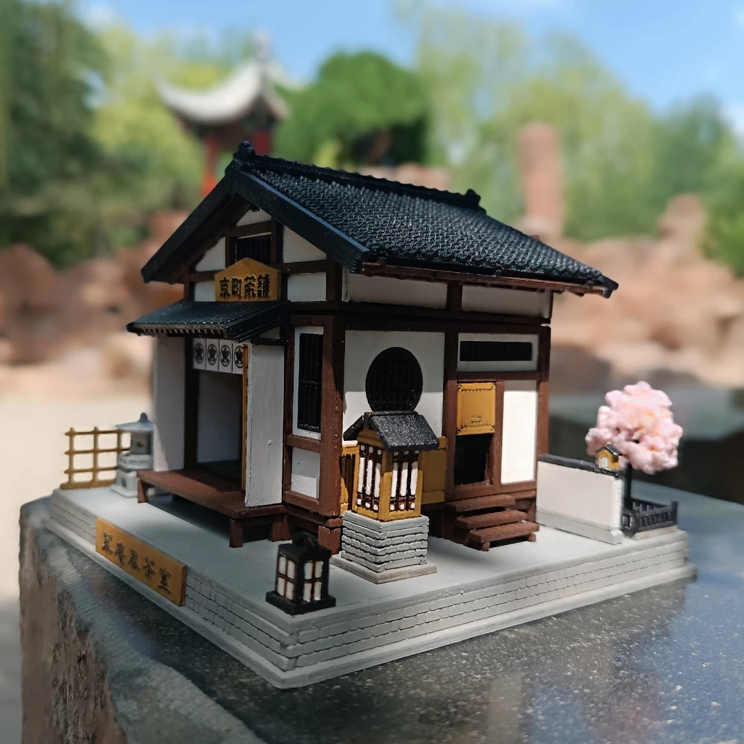 

NEW DIY Wooden Miniature Model Kit Japanese Tea Room Casa Doll Houses 3D Puzzle Dollhouse With Furniture Lights Friends Gifts