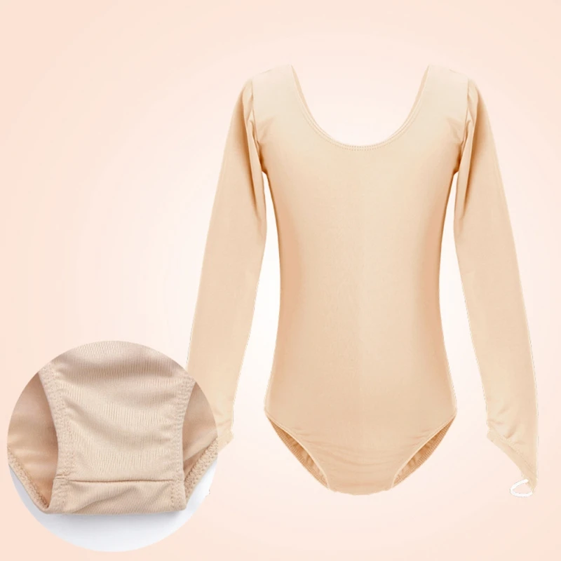 Child Gymnastics Leotard Adjustable Crotch Seamless Skin Color Ballet Bodysuit Kids Dance Finger Long Sleeve Dancewear Costume - Image 5