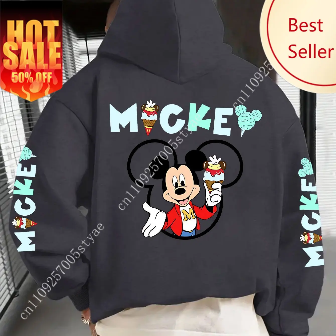 

Men's Disney Mickey Mouse Hoodies Fashion Oversized Streetwear Unisex Sweatshirts Autumn and Winter Fleece Casual Versatile