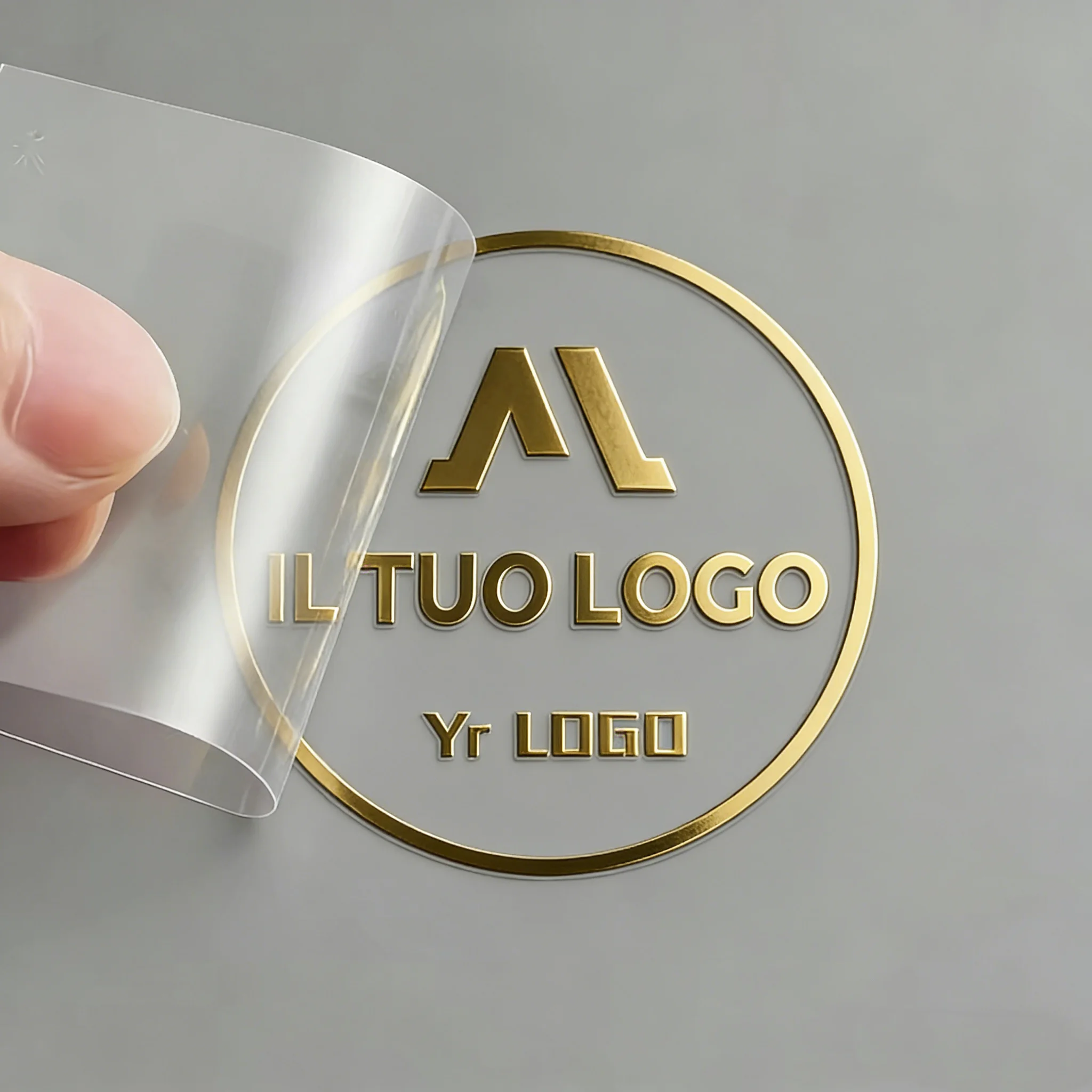 100PCS Custom Transfer UV DTF Sticker 3D Embossed Foil Metalic Gold Silver Company LOGO DIY Gift Decor Waterproof Bottle Wrap