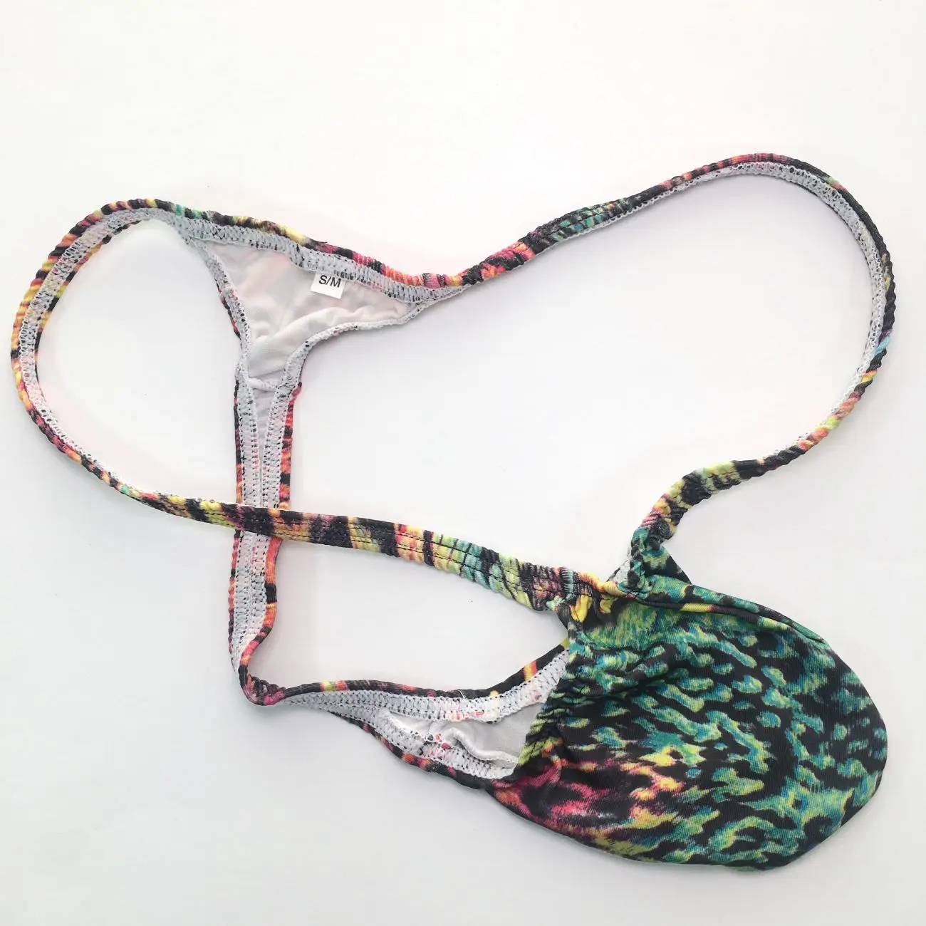 Men Printed G-string Bikini Underwear Elastic Thin Strap Low Waist Breathable Convex Pouch Briefs Male T-back Panties