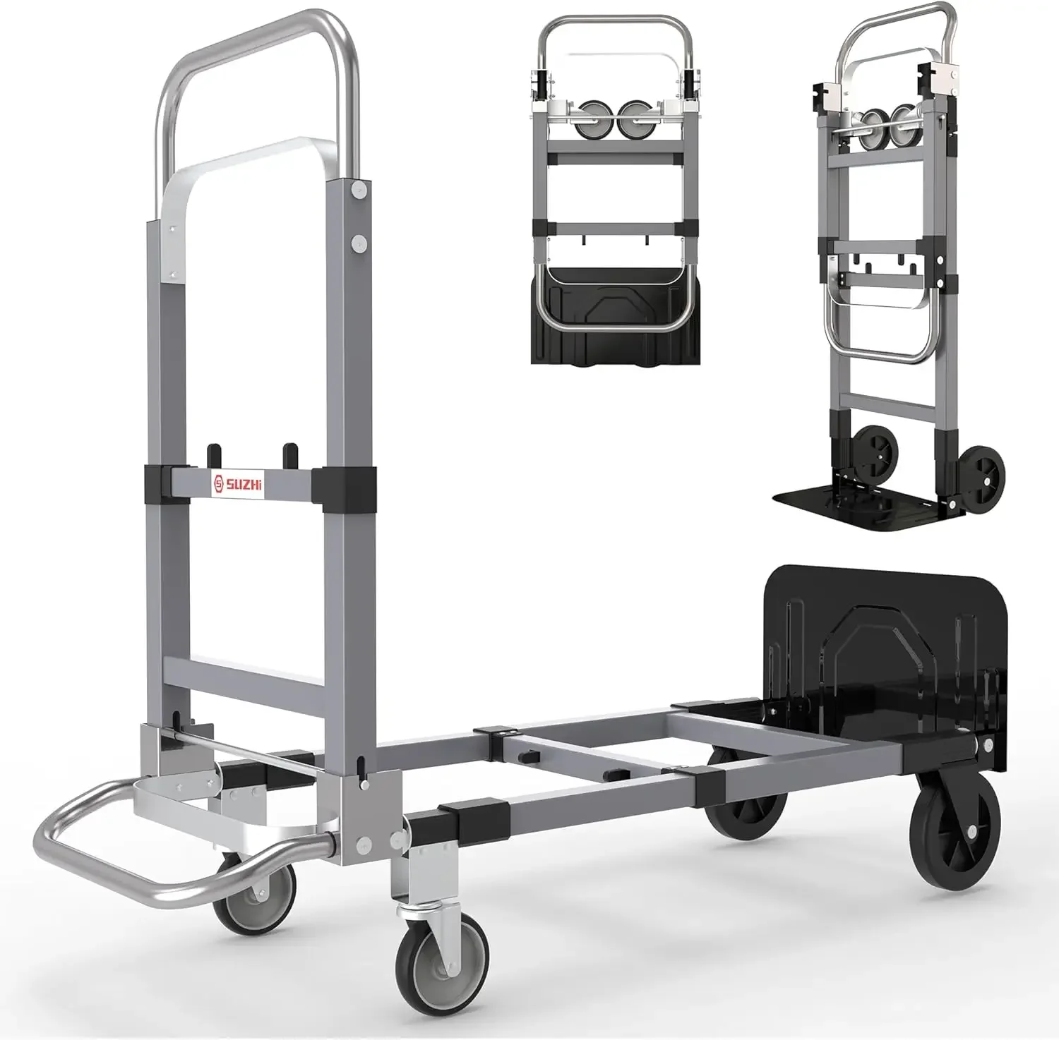 Folding Hand Cart with Wheels for Moving Luggages, Boxes, Large Cartons, 300 Lbs Load Capacity