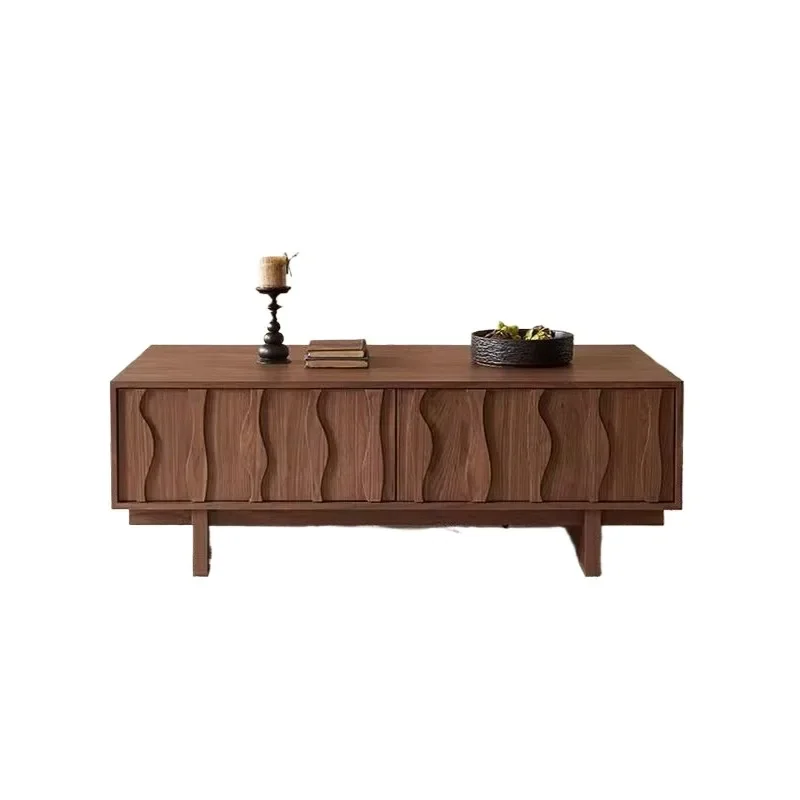 

Medieval style wabi-sabi solid wood coffee table, walnut retro high-end light luxury living room small apartment dark creative