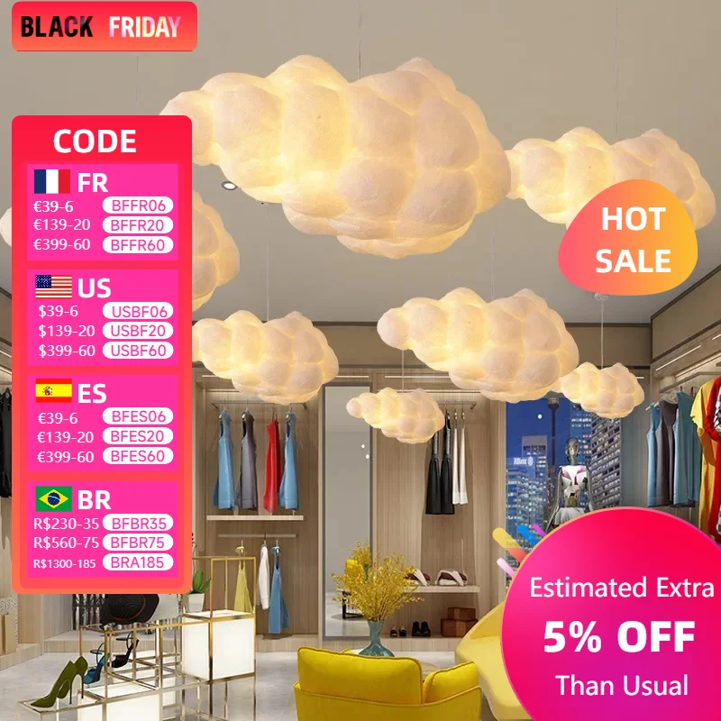 Cloud Lamp Ceiling chandelier Bedroom Decorative Chandelier Cotton led lights Pendant Light Lamps for Living room decoration