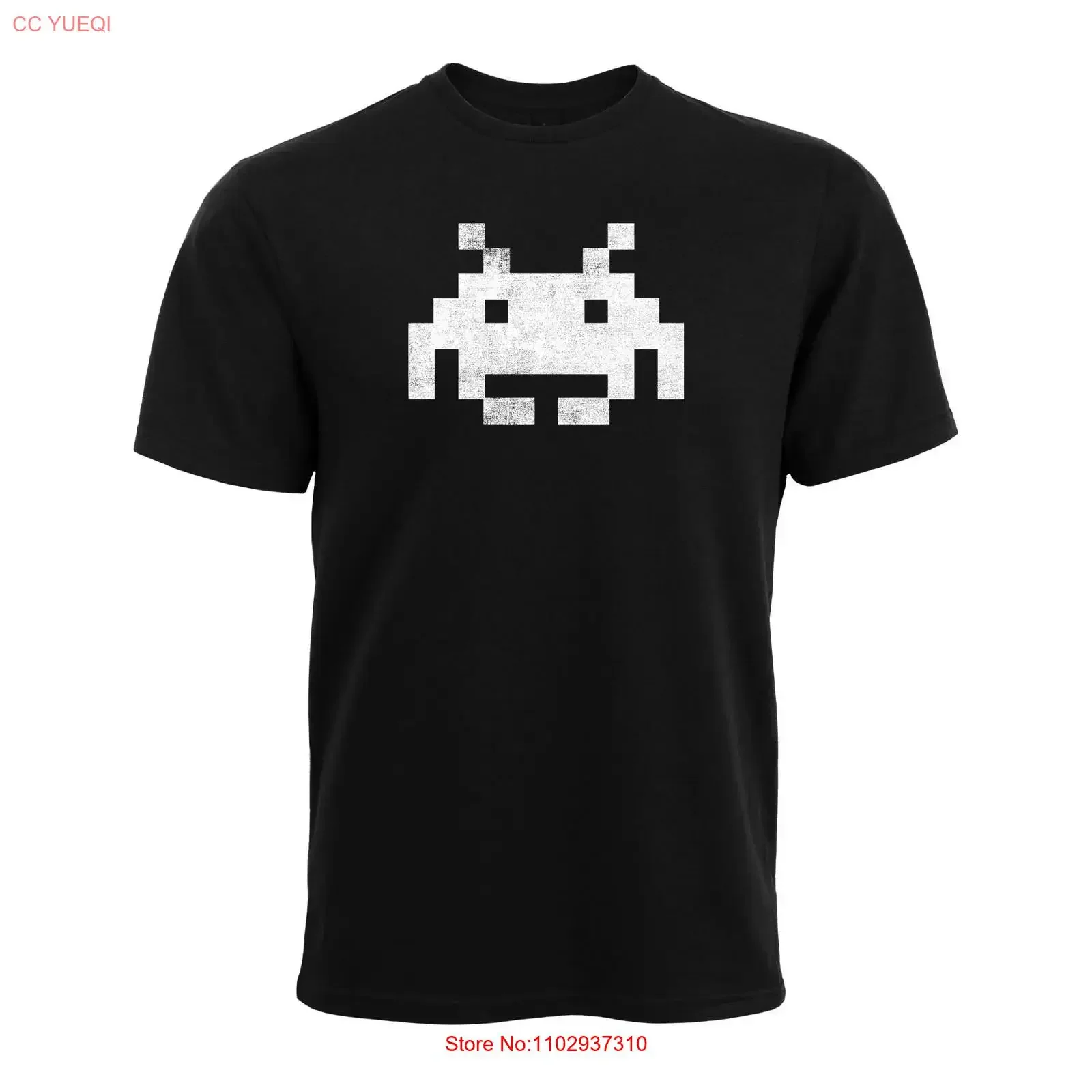 T-shirt en coton pour homme Space Invaders Retro Gaming, style vintage, délavé, élégant, décontracté, unisexe, extensible, pour un usage quotidien