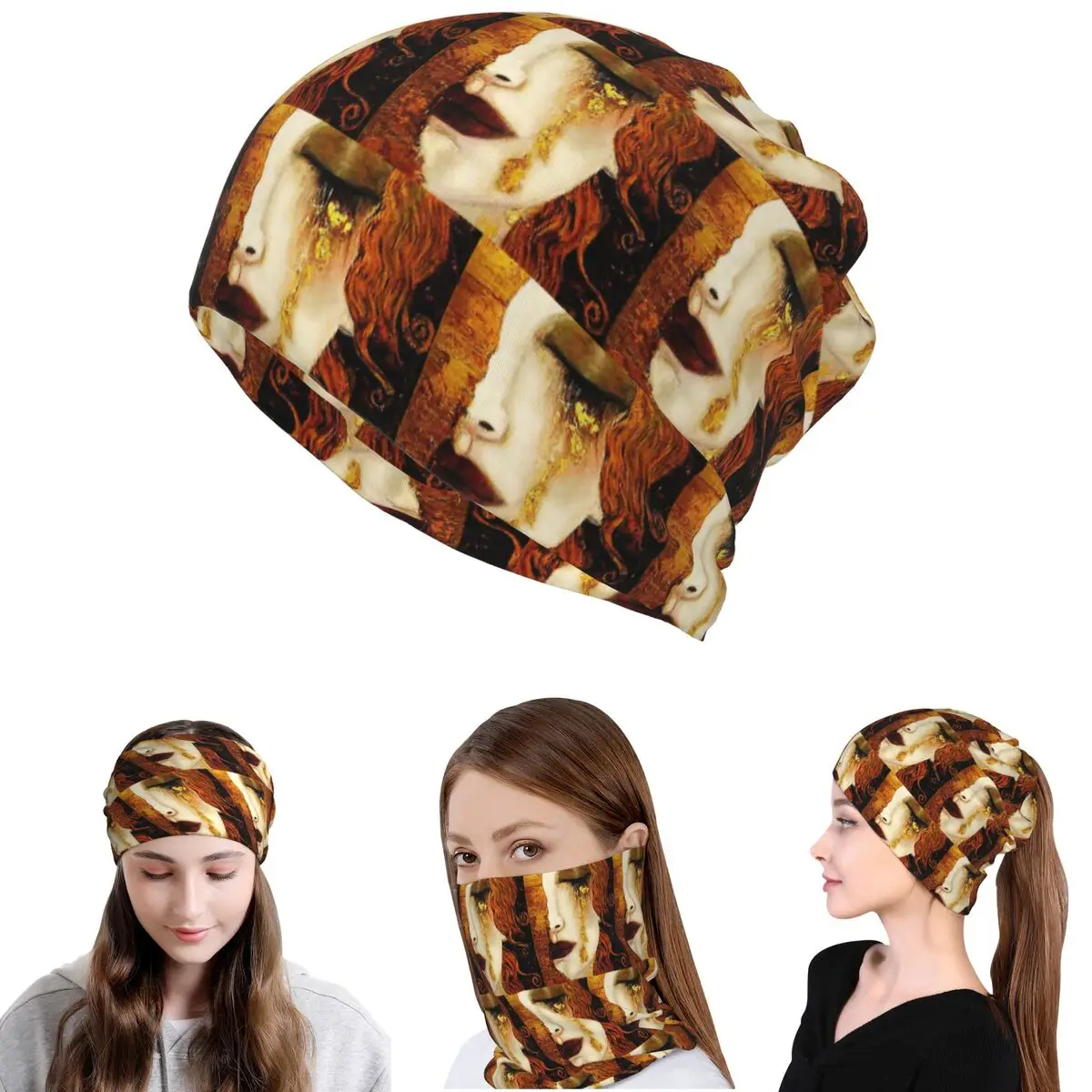 

Klimt Golden T Bandana Neck Gaiter Face Scarf Multifunction Cycling Scarf Beanies Hat for Men Women Adult Washable