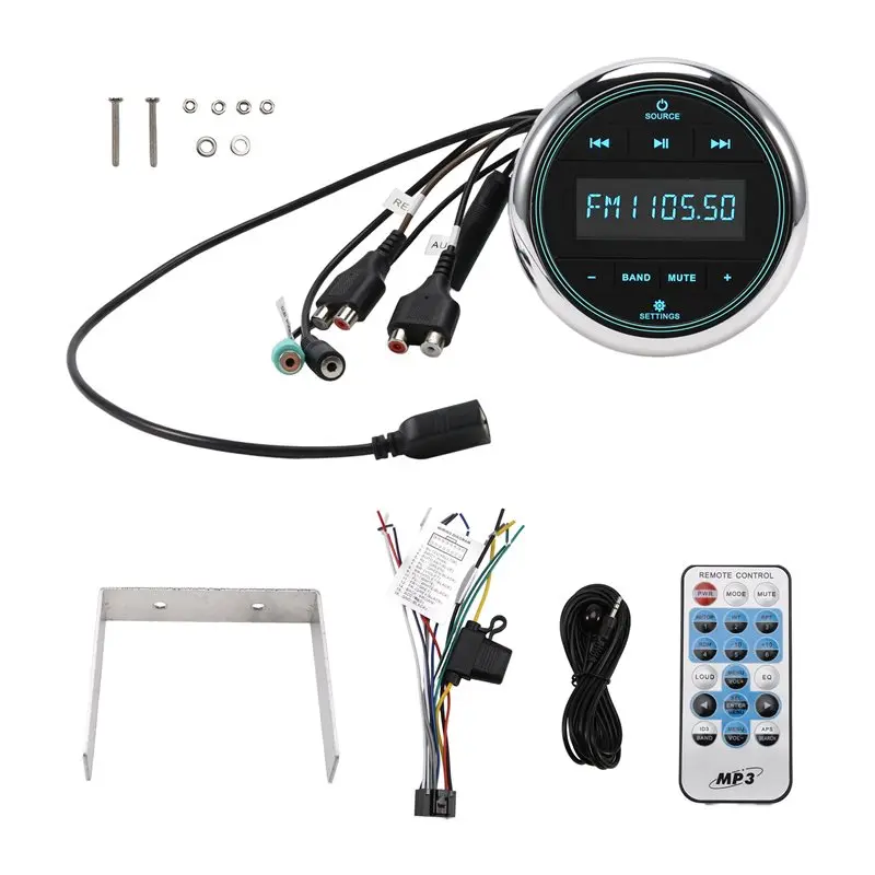 AU65-MP3 Player Marine Stereo Boat Radio Bluetooth FM AM Radio For Yacht Motorcycles ATV UTV SUV RV Camp