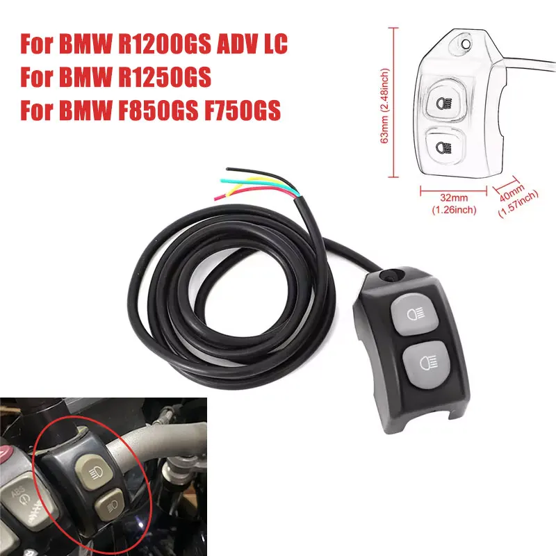 R1200GS R1250GS Motorcycle Handle Fog Light Switch Control Button For BMW R1200 GS R1250 GS ADV LC F850GS F750GS R 1200 GS