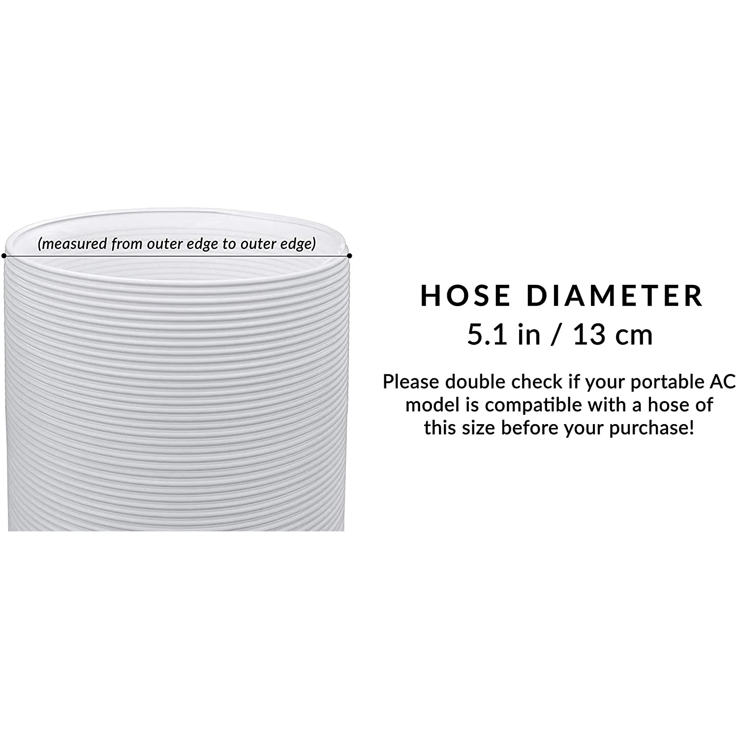 Draagbare airconditioner-uitlaatslang - 5 inch diameter - 59 inch lang - Universele flexibele buis tegen de klok in A002