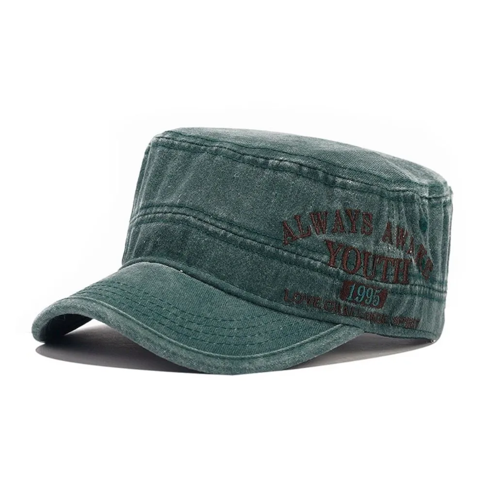 

Vintage Letter Embroidery Baseball Caps Simple Breathable Sun Visor Caps Adjustable Flat-brimmed Hat Outdoor