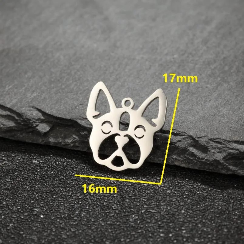 5pc/lot Cartoon Animal Charms Bulldog Corgi Stainless Steel Metal Pendants DIY Earrings Necklace Accessories Jewelry Making