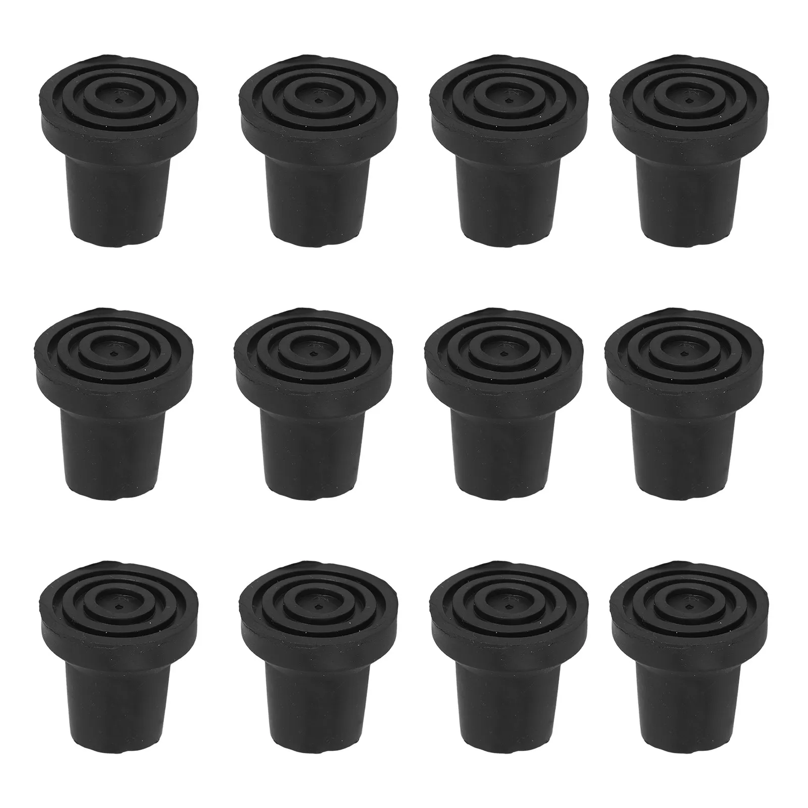 

12 шт. черных сменных резиновых наконечников для тростей, 16 мм, нескользящие, усиленные, для палок, для пожилых людей, для использования в помещении и на улице, для безопасности