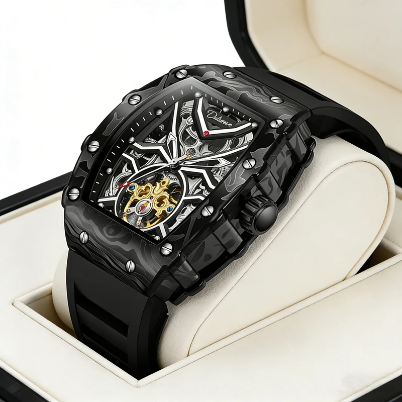 

Элитные спортивные мужские часы с турбийоном, механические, светящиеся, автоматические, водонепроницаемые (3ATM), Reloj