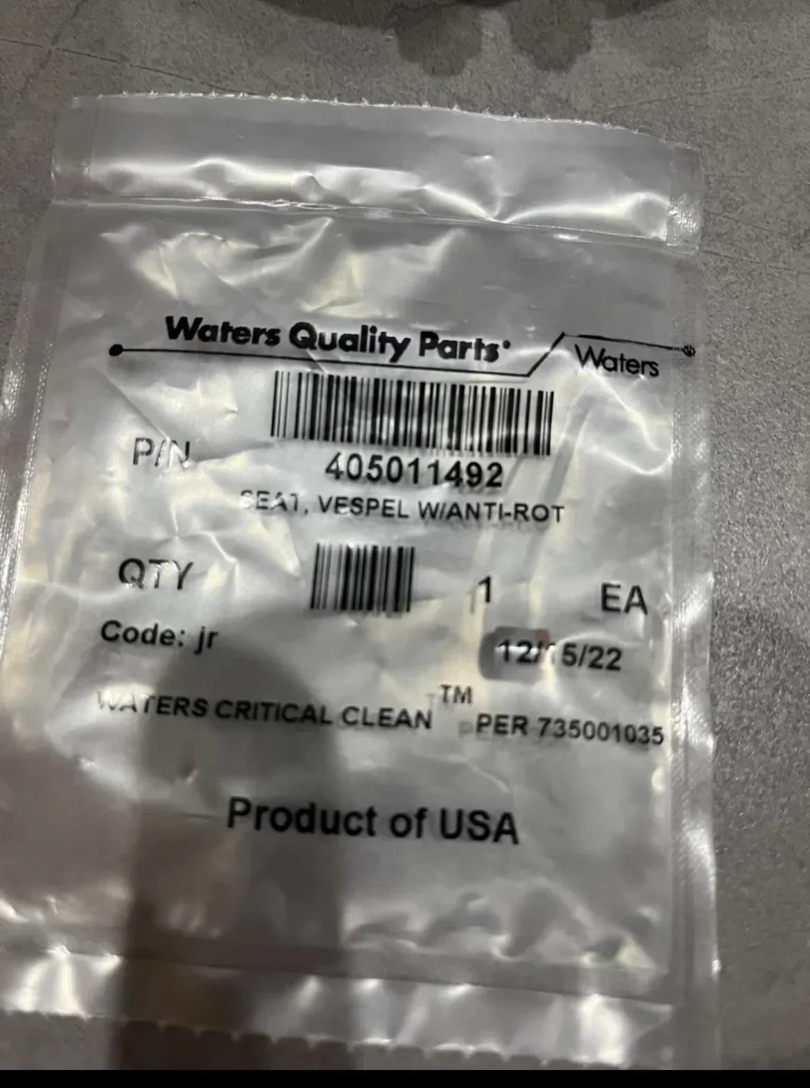 forWaters, UPLC needle seat gasket, item number 405011492, brand new and unopened