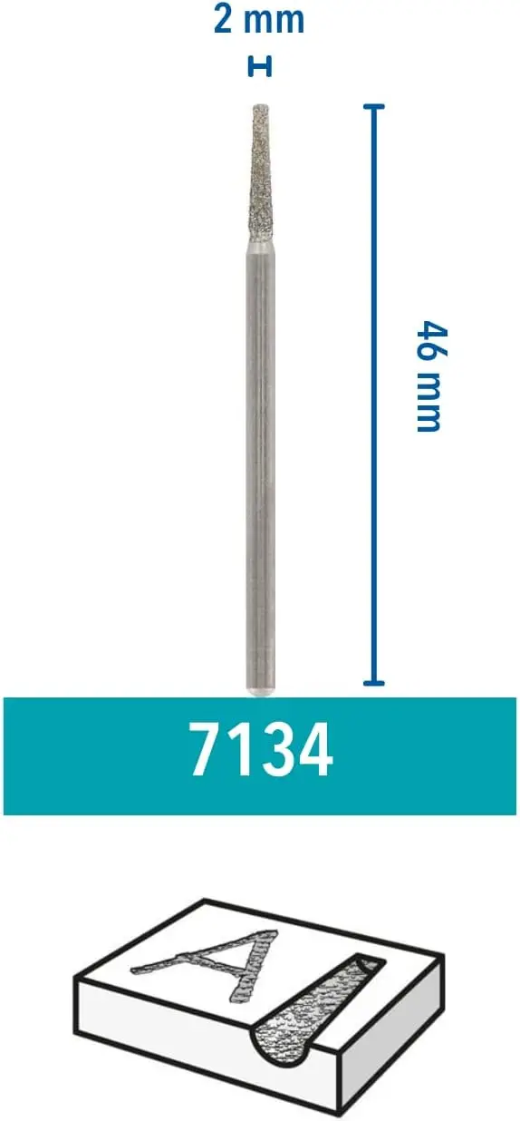 Dremel 7134 Engraving Cutter High Speed Cutter 2.0 mm Diamond Wheel Point Diamond Taper Wheel Point Tungsten Carbide Cutter