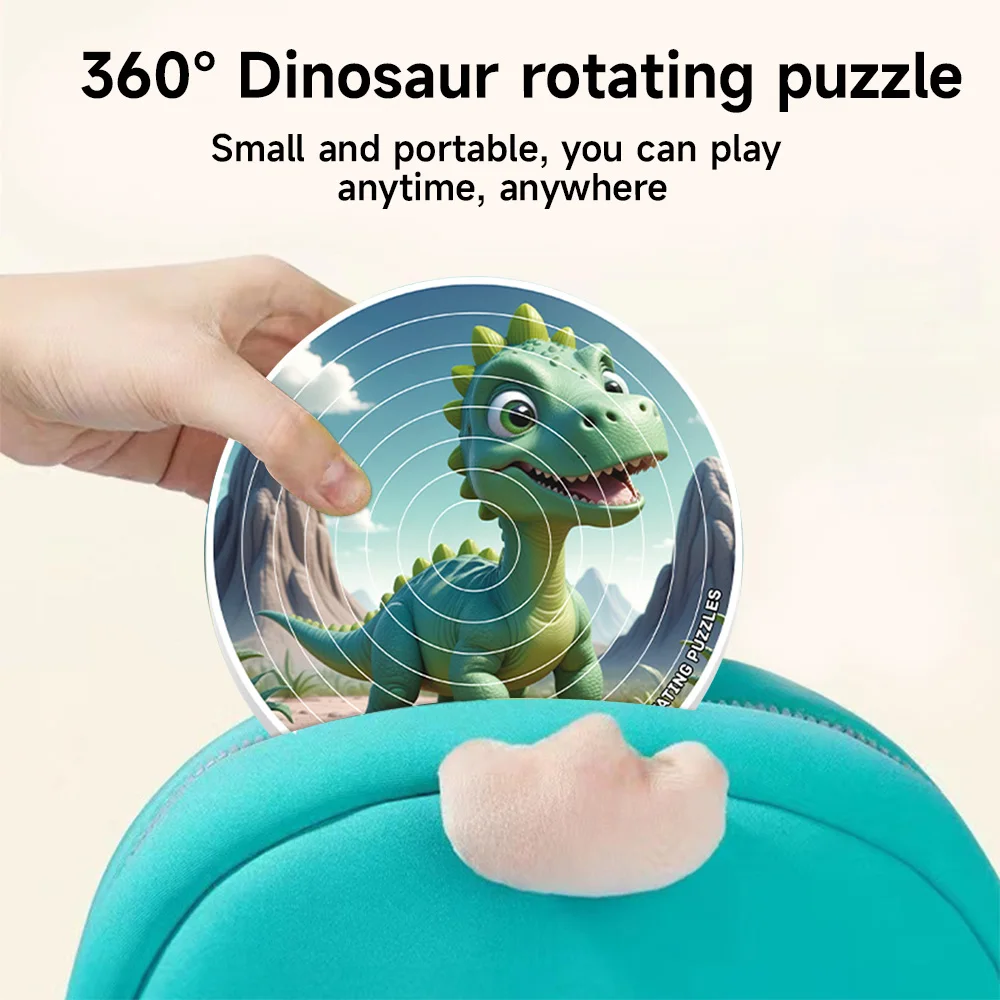 3D z obrotowym przesuwaniem z klapką i zabawkami dla dinozaurów, antystresowa, Fidget, wirująca gra, ucząca się inteligencji, Puzzle edukacyjne