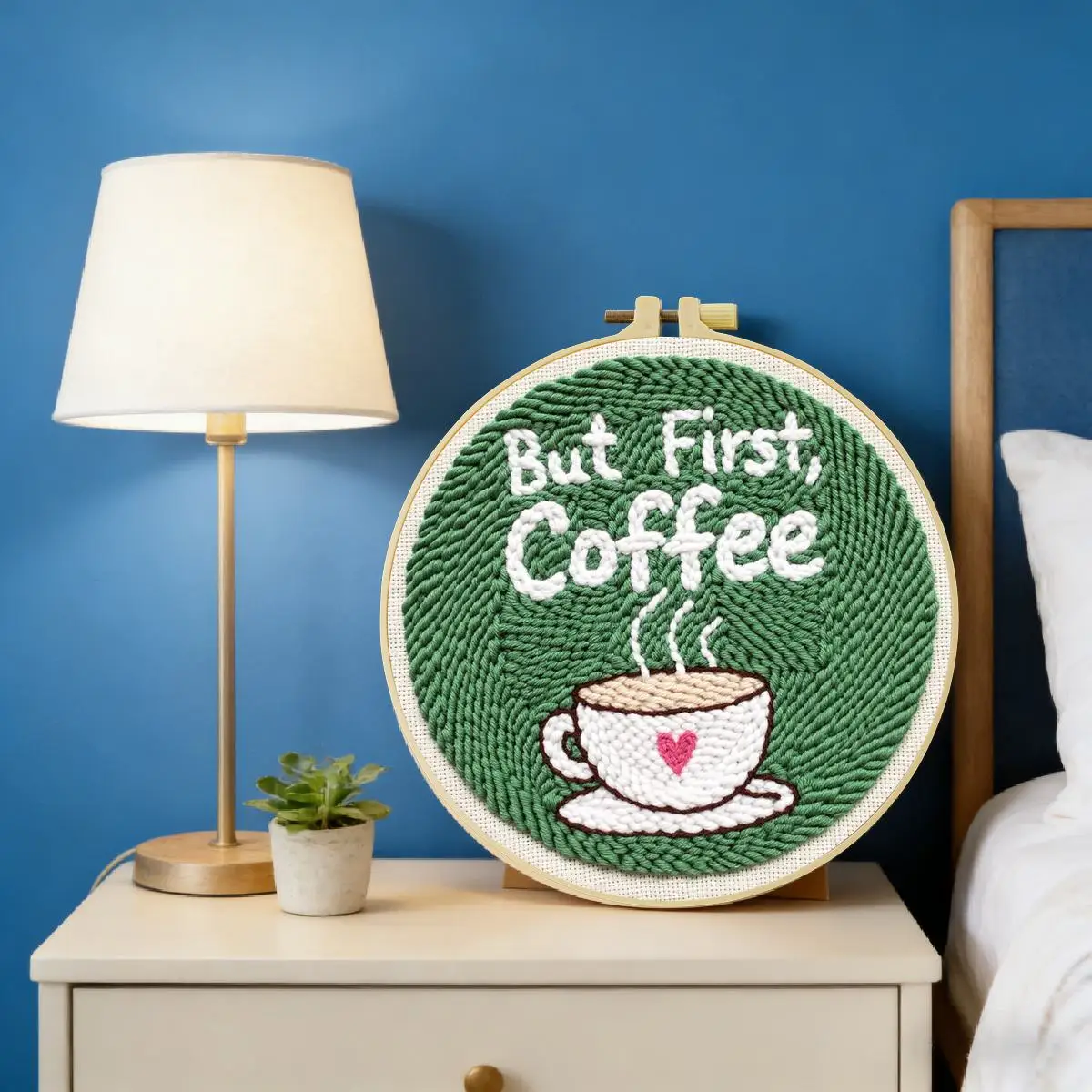20X20CM/7,87 Zoll Kaffee-Stanznadel-Stickerei-Set, Stickerei-Kit, Gestrickte Stickerei, DIY Handgemachtes Geschenk, Bastel-Malerei – Detail 2