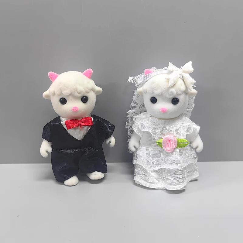 Casa de bonecas escala 1:12 floresta família coelho pato rena bebê animal sala estar conjunto móveis em miniatura fingir jogar presentes das meninas