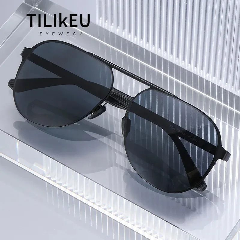 

Outdoor Driving Nylon Polarized Sunglasses for Men Senior Double Beam Pilot Stainless Steel Oversized UV400 Travel Sun Glasses