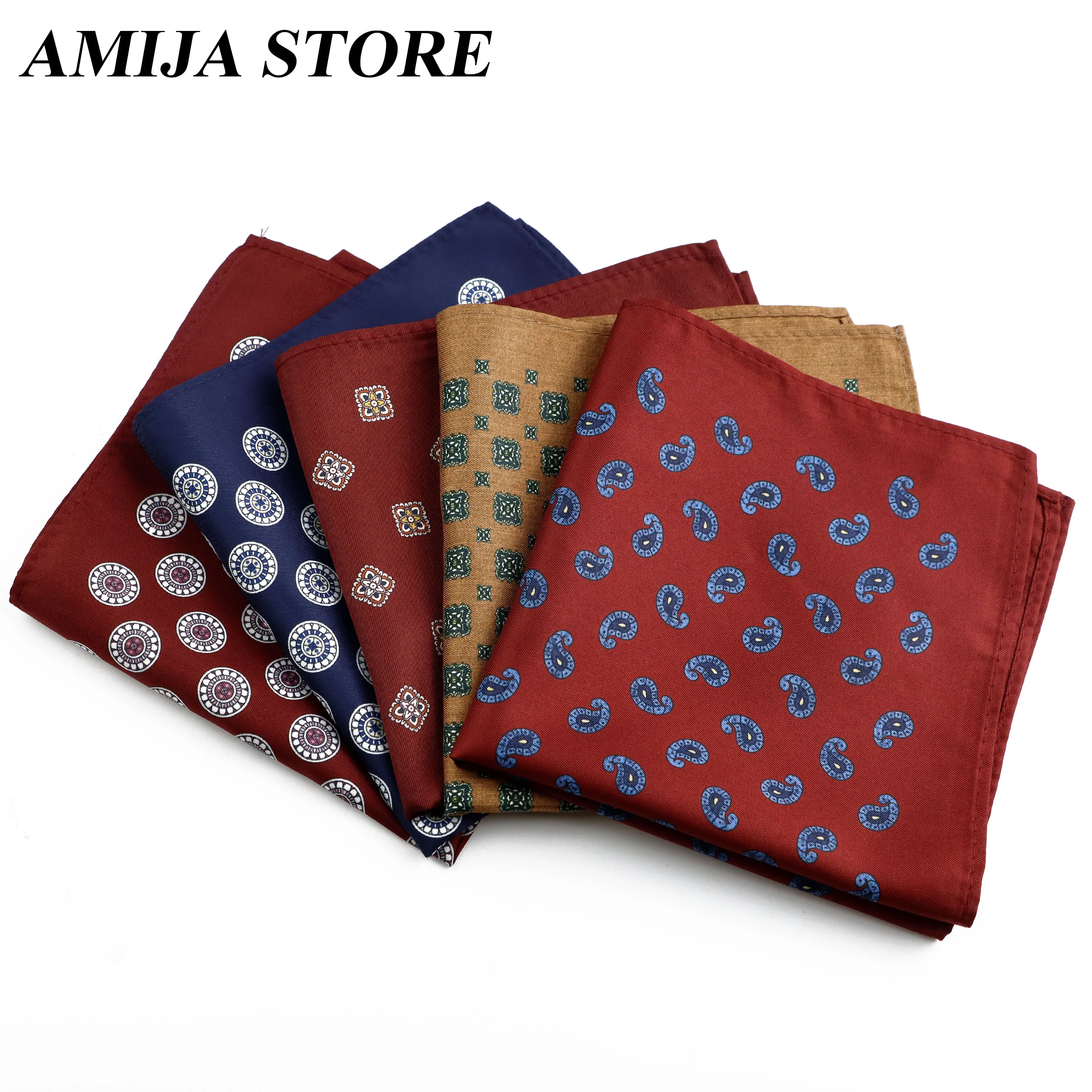 Geometric Paisley Print Men's Handkerchief 26x26 Inch Soft Polyester Square Pocket Hanky for Men Fashion Breathable Multi-Color