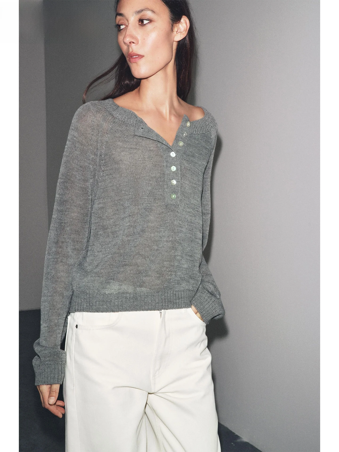 

ZAPRHA Autumn New Women's Baker Sle Long Sve Knitted Sweater One oulder Braid Casual Loose Fit Thin Material