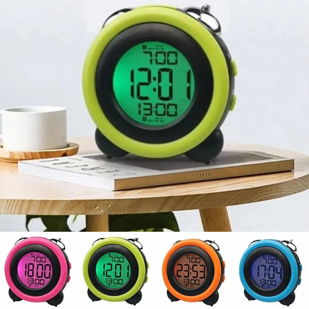 Twin Bell Digital Alarm Clock Noctilucent LED Display Smart Alarm Clock Battery Operated Super Loud Desktop Alarm Clock
