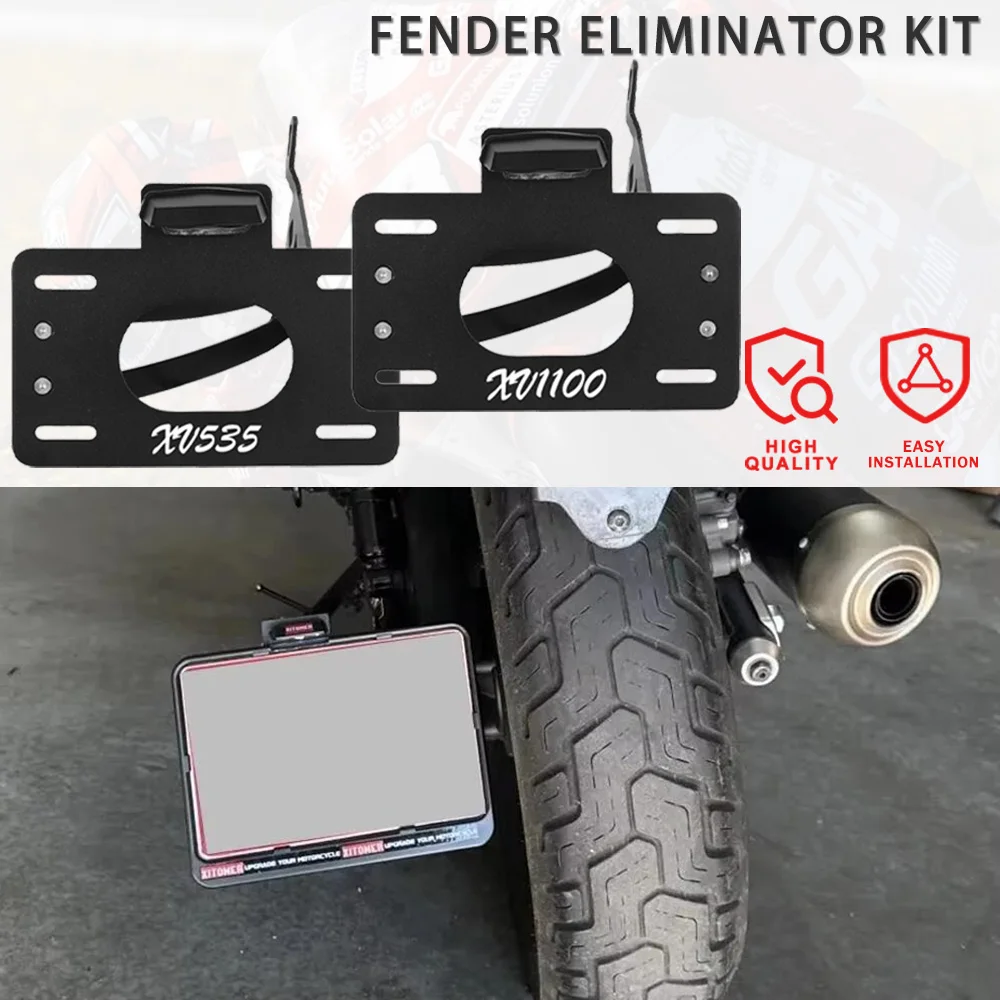 

Motorcycle Side Mount LED License Plate Light Registration Number Holder Bracket Rear Lamp For Yamaha XV1100 Virago XV535 535