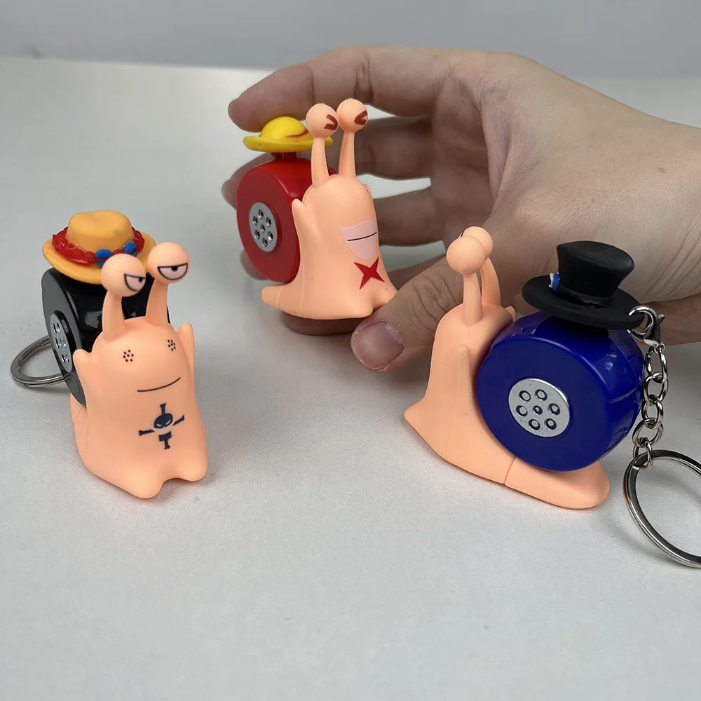 Anime One Piece Den Den Mushi Model Toys Cartoon Luffy Sabo Ace Snail Shaped Phone Recording Sound Toys for Kids Children view 3
