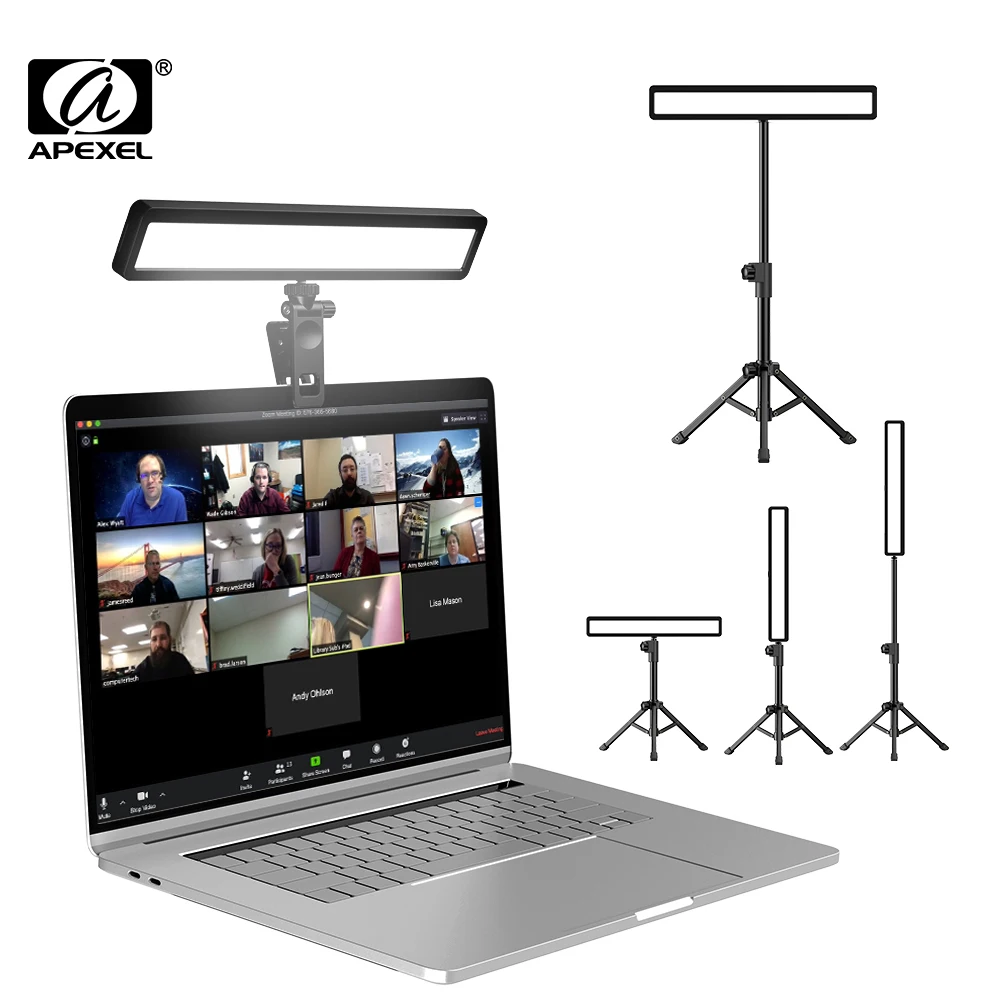 

APEXEL Professional Makeup Fill Light 3 Mode 10 Levels Brightness CRI 95+ Video Conferencing Square LED Light With Metal Tripod