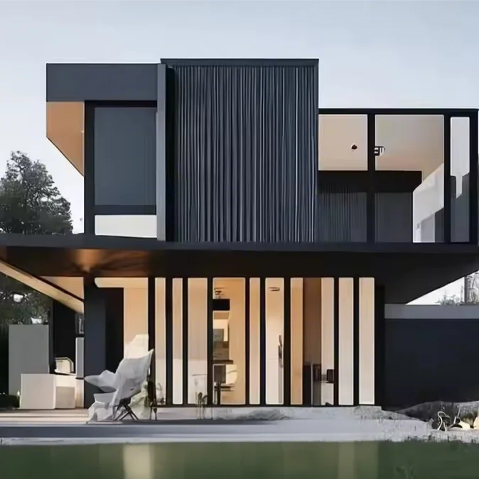 Modern Portable Prefab Tiny House with Outdoor Bathroom for Glamping & Vacation Living Steel Material for Home Office