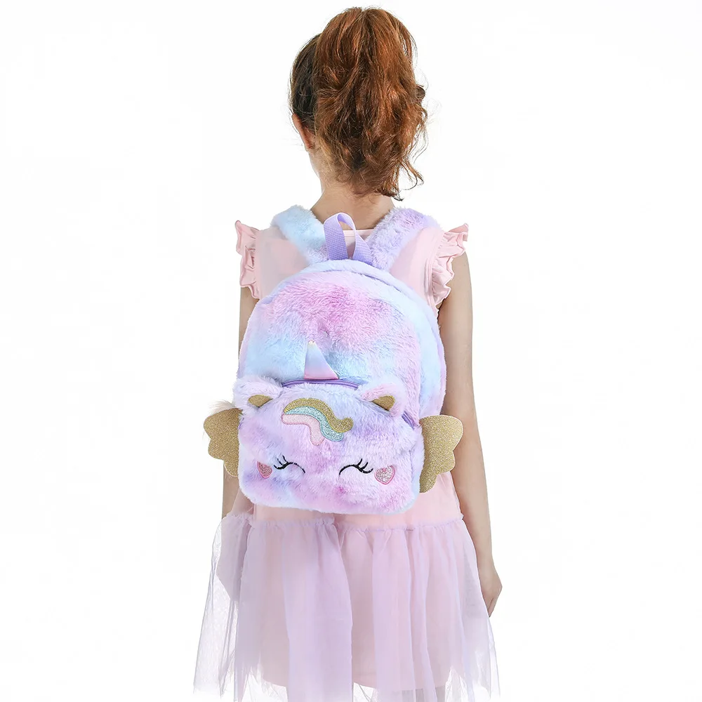 Unicorn Backpack Personalized Tie Dyed Plush Book Bag Cute Wings Girl Bag Children's Day Gift Birthday Gift