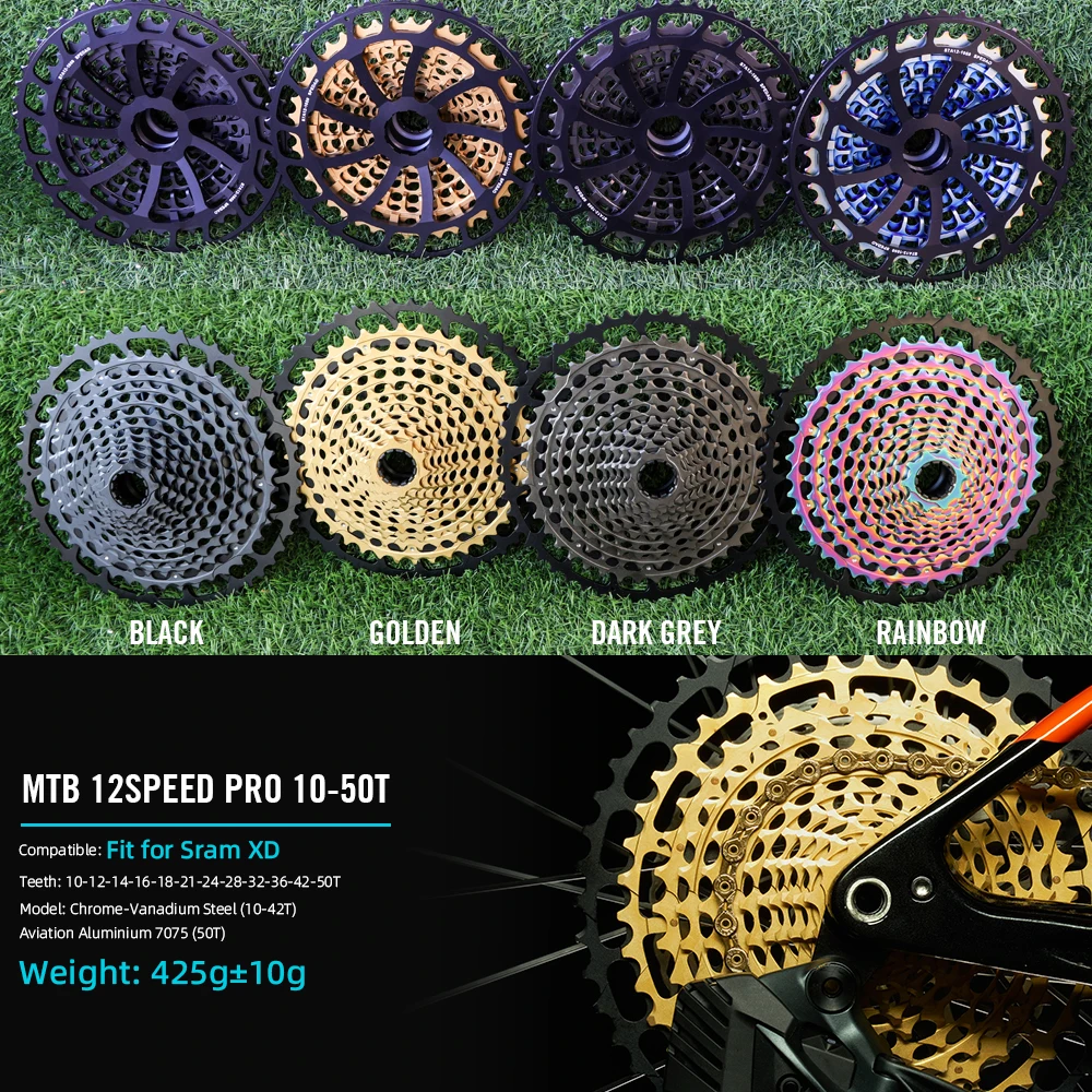 SPEDAO 12 Speed MTB Cassette 10-52T 10-50T 11-50T XD HG Freewheel Lightweight CNC K7 Sprocket Drivetrain Upgrade Bike Parts