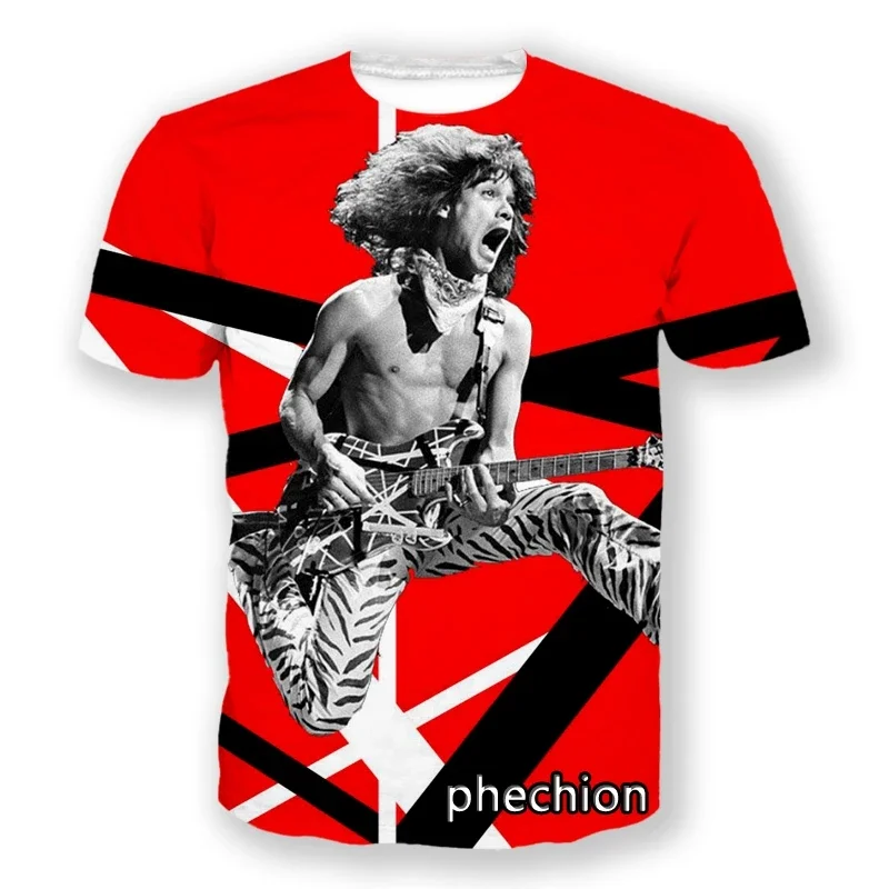 2024 phechion New Fashion Men/Women Van Halen Band 3D Print Short Sleeve T-Shirt Casual Hip Hop Summer T Shirt Tops S150