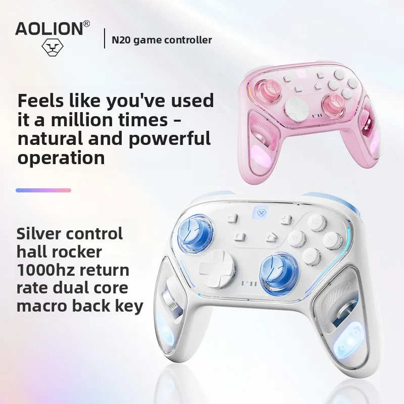 Controle de Jogo AOLION N20 para Nintendo Switch 2, Console Retro, Bluetooth Sem Fio, Programação Macro, RGB, Controles para PC