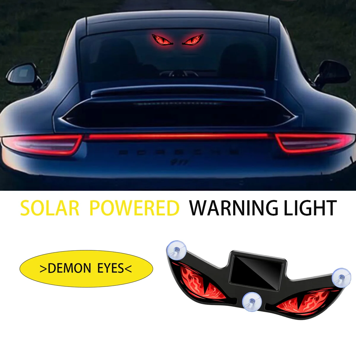 Solar Powered Car Neon Light Wireless Cool DEMON EYE Led Ambient Light Suction Cup Atmosphere Breathing USB Rechargeable Lamp