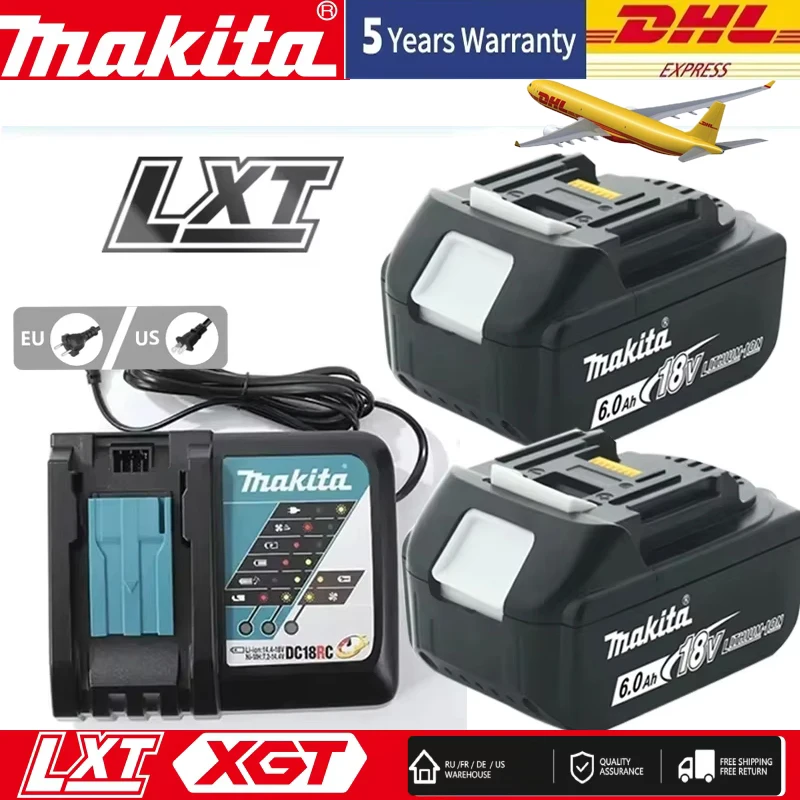 Makita Genuine 18V Battery 6Ah Rechargeable Power Tools Battery 18V makita with LED Li-ion Replacement LXT BL1860B BL1860 BL1850