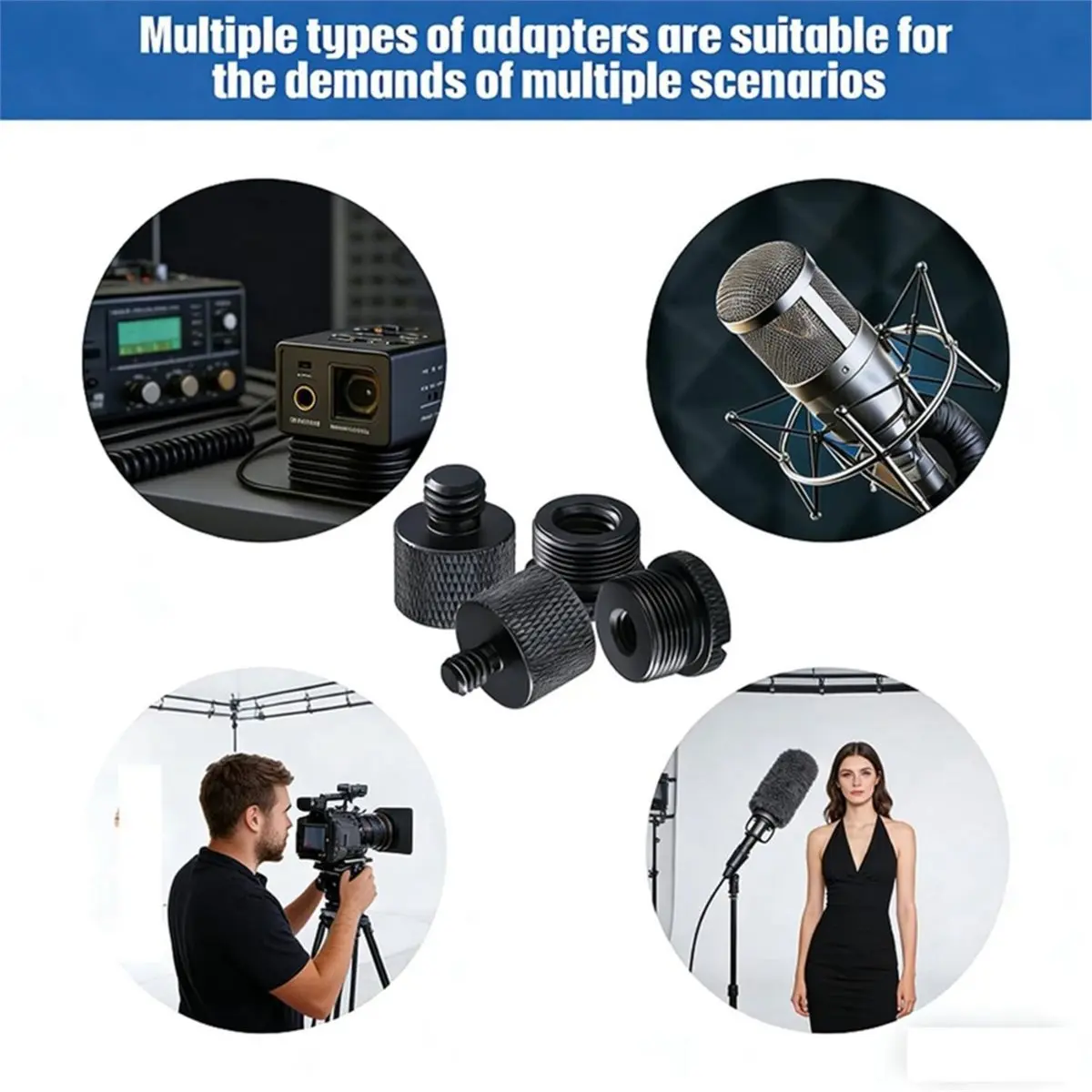 618 Mega Sale 14 Pack Microphone Stand Adapter with Extension Tube , 3/8 to 5/8 and 1/4 Mount for Mic Boom Arm , Camera Tripod