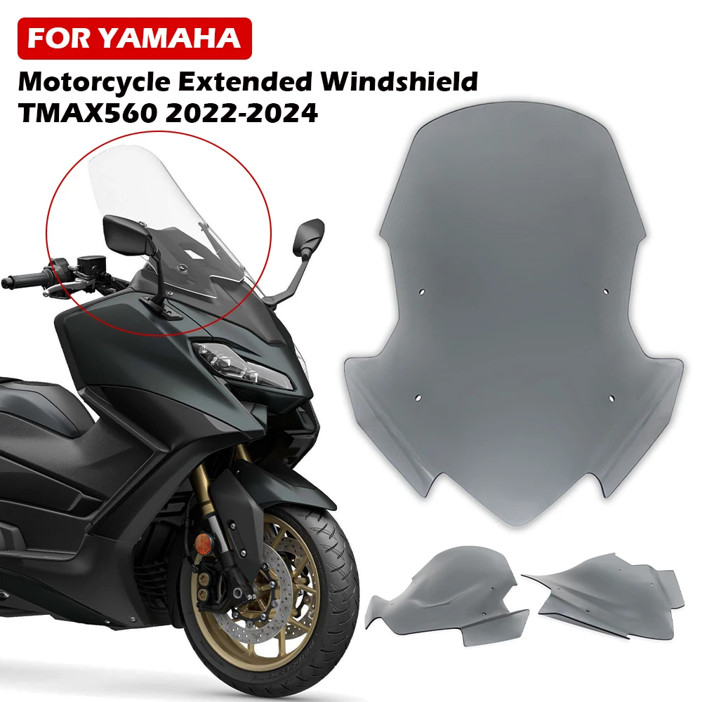 Motorcycle Accessories Extended Windshield For YAMAHA T-MAX 560 2022-2024 2023 Front Double Bubble Wind Deflector Windscreen