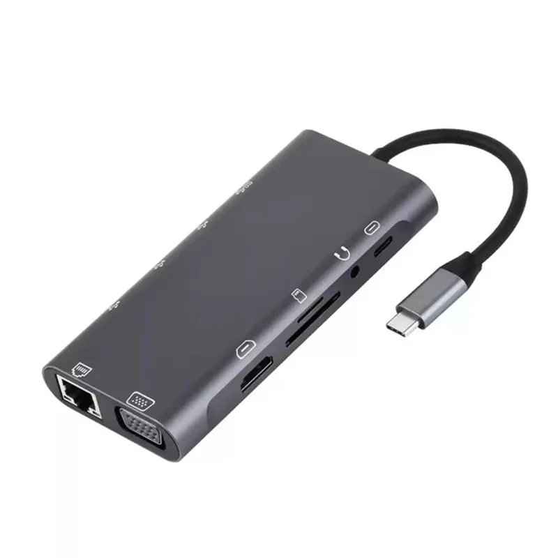 N36R-RJ45 100Mbps Ethernet Port 4K HD TF Card Slot 11-In-1 USB-C HUB Docking Station 100W PD For Windows/Macos/Android