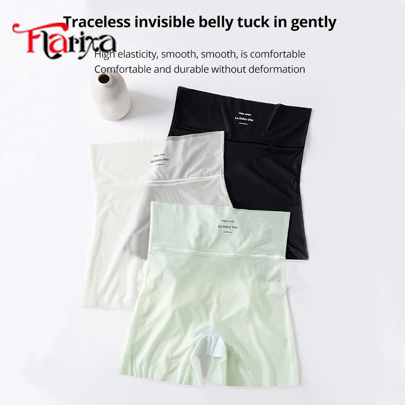 Flarixa Ice Silk Safety Shorts Ultra Thin Protective Panties Under Skirt Breathable High Waist Boxers Women Anti Friction Pants